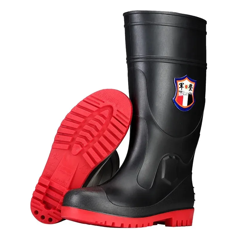 Bottes de pêche renforcées acier mi-mollet - Chaussures travail antidérapantes pour pêche technique