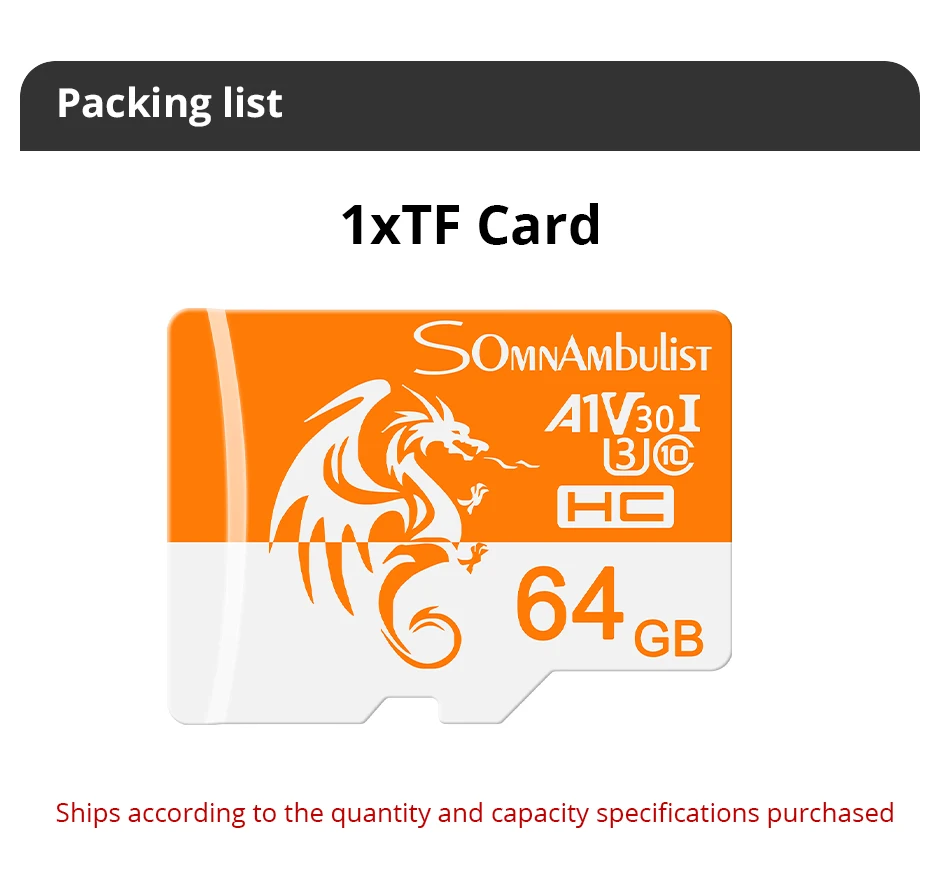 SomnAmbulist Speicherkarte 64 GB Hochgeschwindigkeits-Mini-TF-Karte C10 U3 A1 für Drohnen-Audioüberwachungsgerät 64 GB TF-Karte – Detail 11