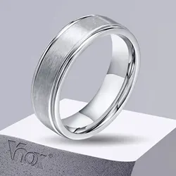 Vnox 6mm Matte Surface Ring for Men, Classic Stainless Steel Wedding Band, Unisex Basic Plain Tail Ring