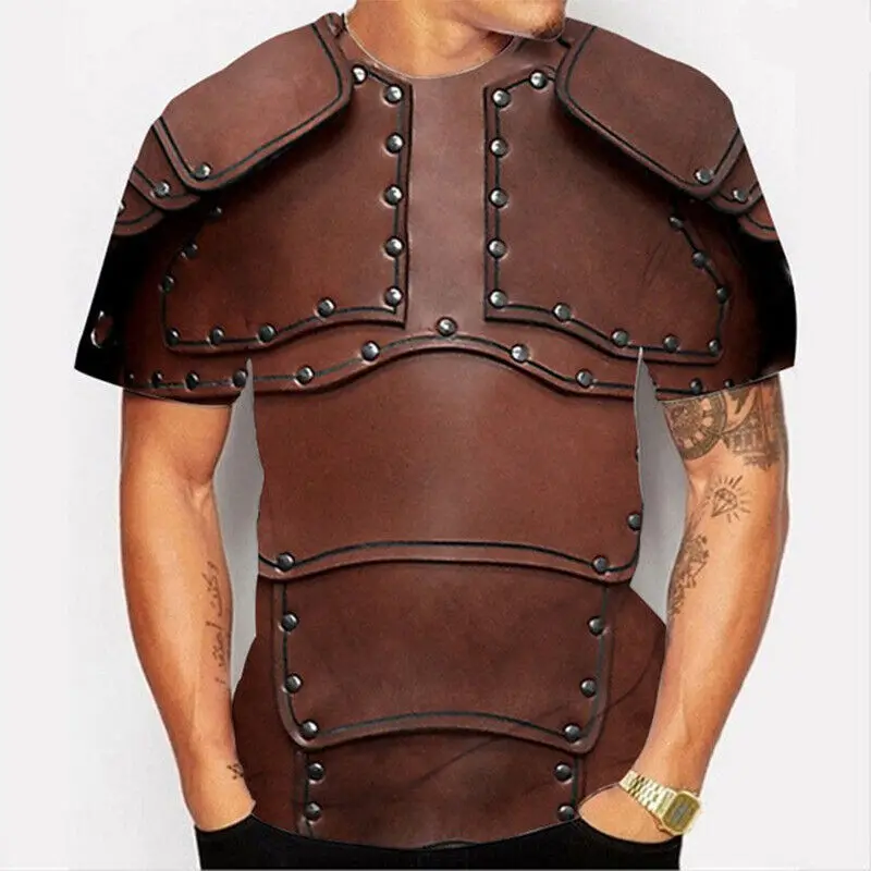Mens T-Shirts For Men Clothing Oversized Tees Unisex Armor Graphic 3D Print Summer Casual Short Sleeve Armour Tops - 4