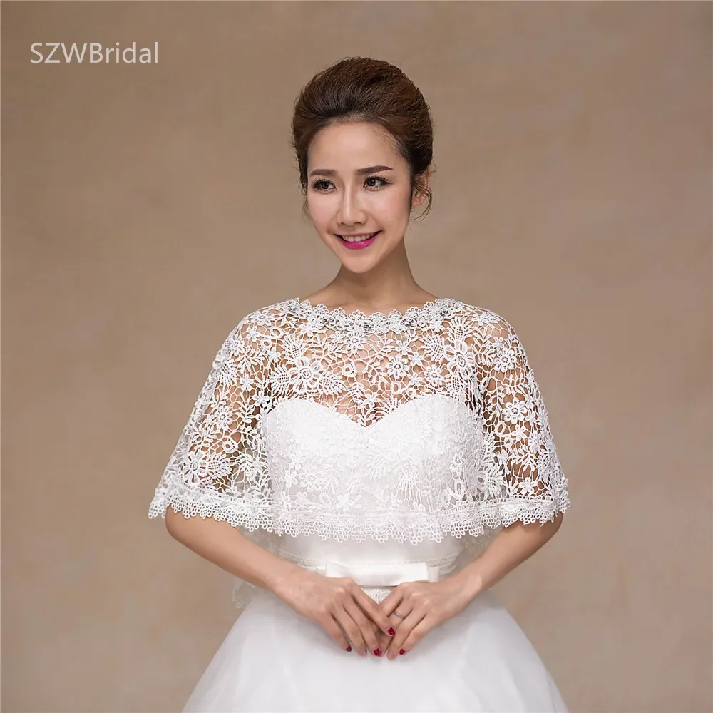 

Wholesa Sexy Wedding Bridals Pullover Shawl Elegant Lace Appliqued Romantic Women Off Shoulder Wrap Handmade Wedding Bride