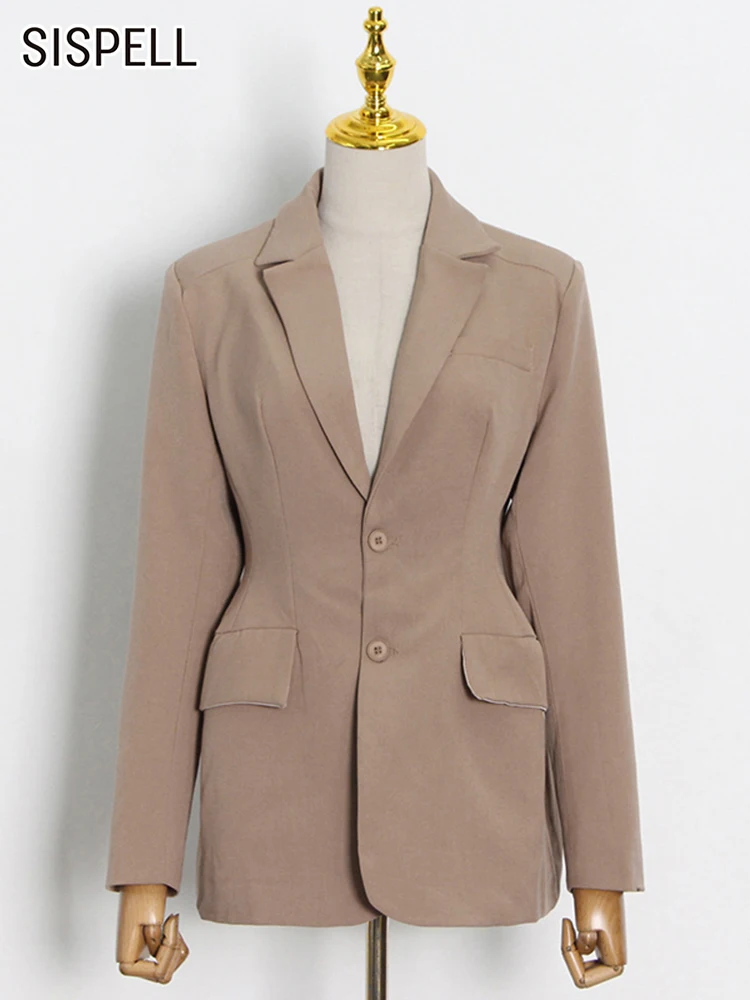 

Женский облегающий Блейзер SISPELL, однобортный Блейзер лоскутного покроя с отложным воротником и длинным рукавом, 2022