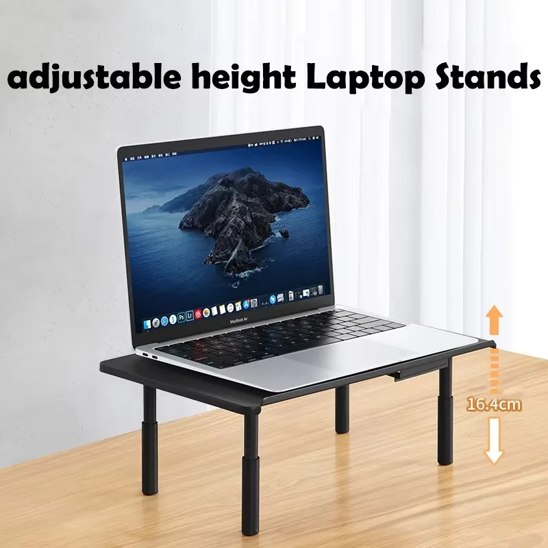 Eary Metal Monitor Screen Stand Riser With Phone Holder Adjustable Height Computer Stand Laptop Bracket Office Desk Accessories