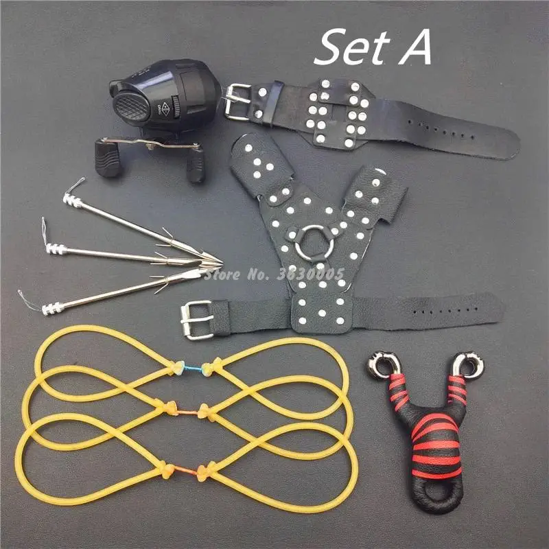 

Powerful Hunting Catapult Slingshot For Fishing Wild Camping Fishing Wheel Archery ArrowsFishing Tool Package Multifunction Toys