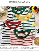 2026 Stripe Tops Women Knitted Round Collar Summer Print Short Sleeve Casual Simple Wild T-Shirt - Image 6
