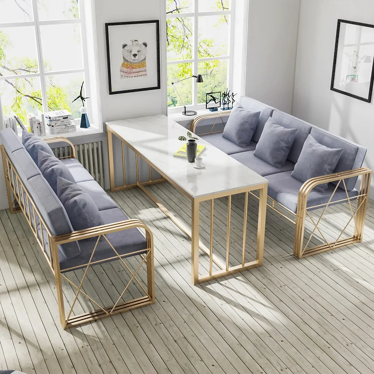 

Современный простой диван для ресторана, сиденье для карт, конференц-зал, приемные столы и стулья, магазин молочного чая