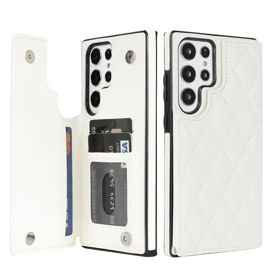 Enhanced Product Title:  
Elegant Double Button Leather Wallet Card Case - Compact and Stylish Design
