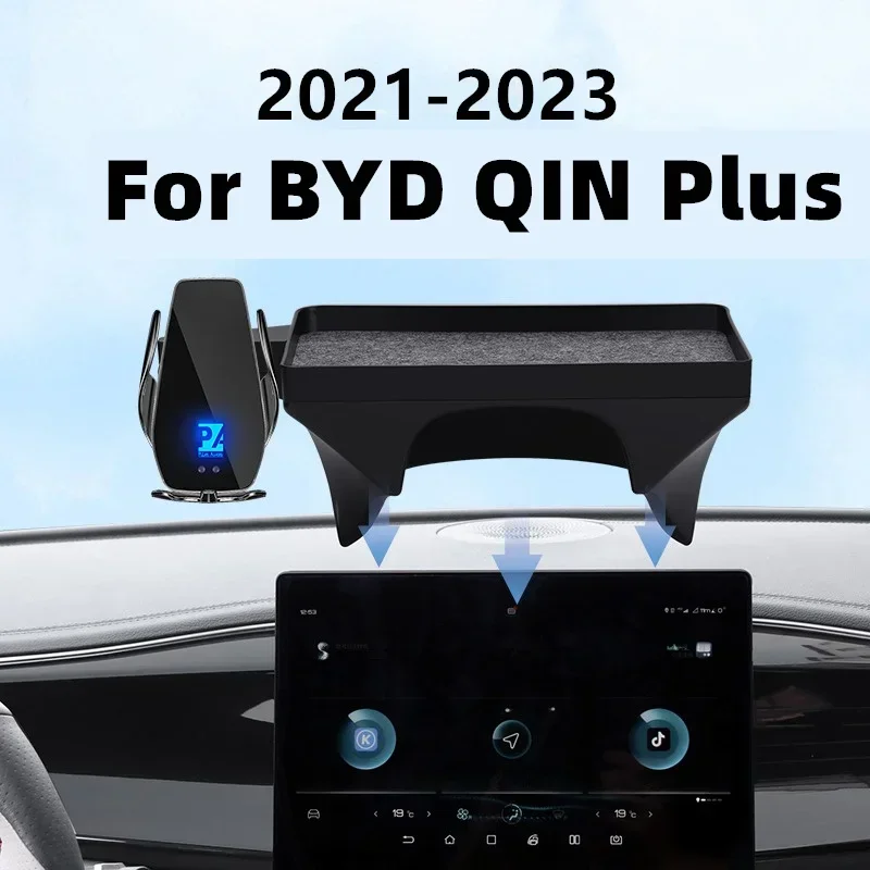 

For 2021-2023 BYD Qin Plus Phone Holder with Car Screen Charger Wireless Navigation for Indoor Screen Style Pallet 10.1 Inch