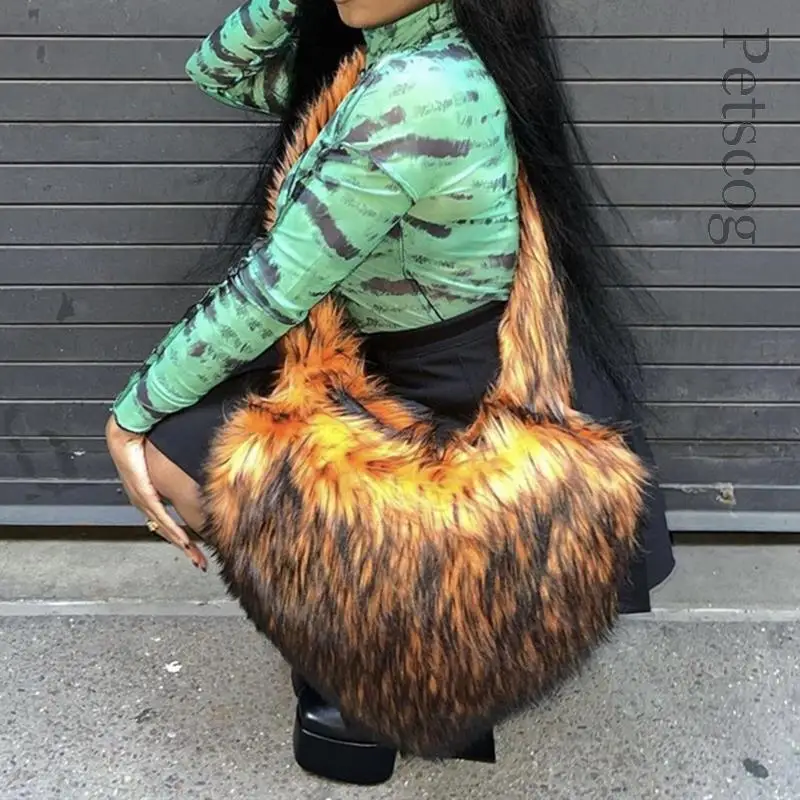 

Зимние женские сумочки из искусственного меха, милая плюшевая женская сумка на плечо в форме сердца, милый женский клатч, кошелек, сумка-мессенджер с надписью Love