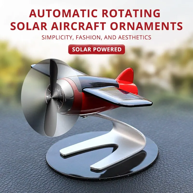 Solar Car Toy Creative Solar Airplane Car Decoration Fun Car Interior Accessories Desktop Ornament Gift