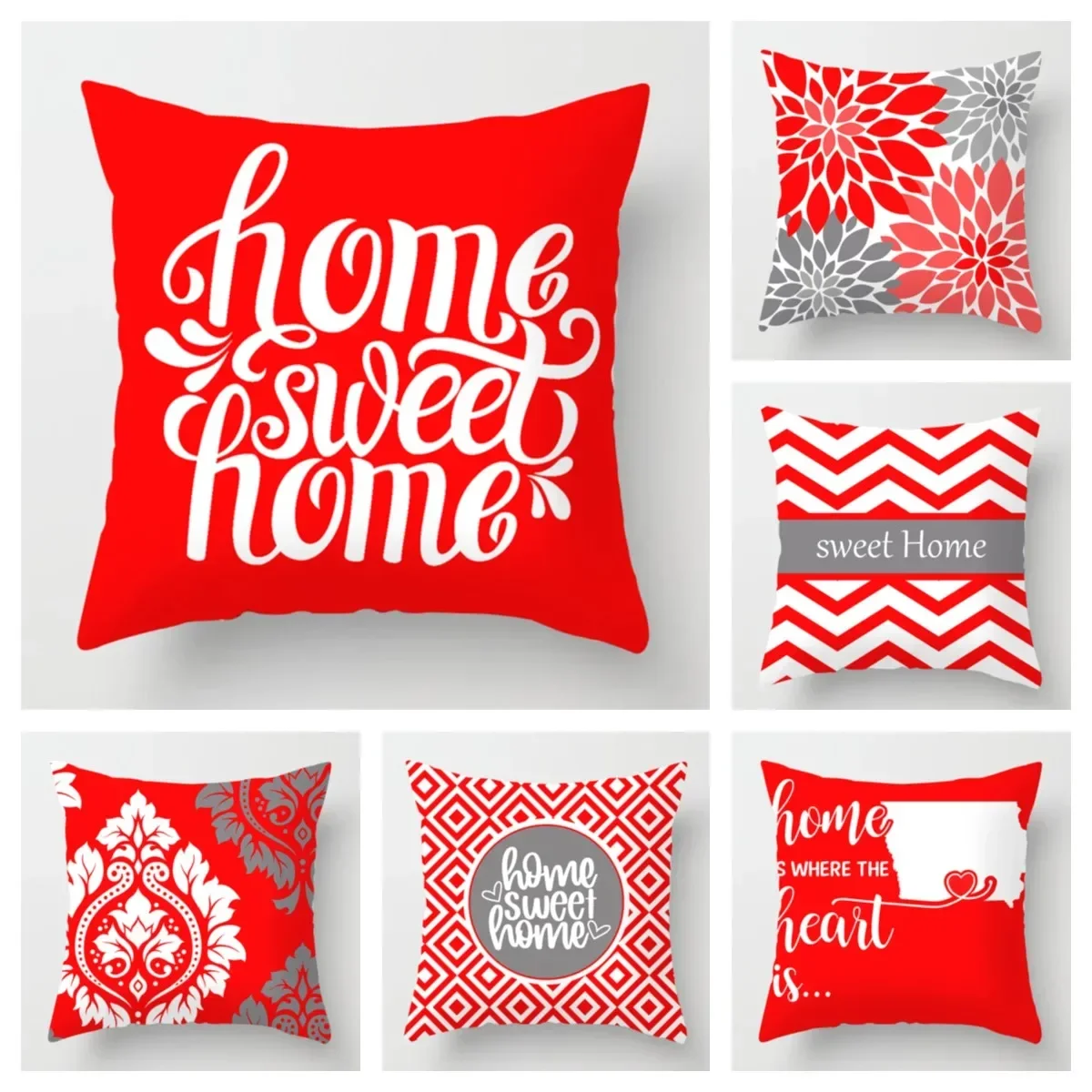 

4pcs/set Nordic Red Sweet Home Pillowcase Linen Decoration Living Room Sofa Car Cushion Cover