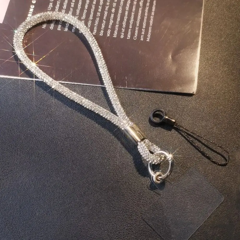 Trendy Glitter Rhinestone Phone Lanyard Bling Bling Bright Phone Wrist Straps Flash Diamond Crystal Keychain Phone Accessories