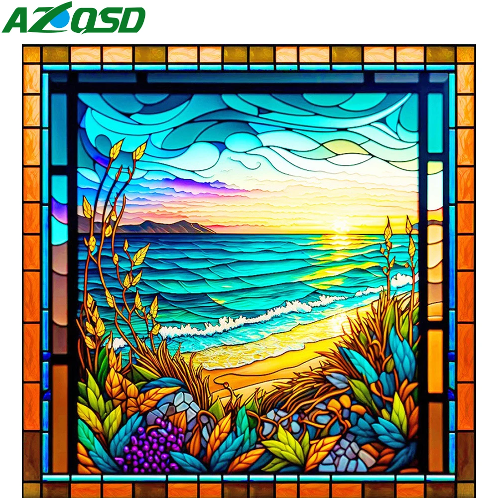 

AZQSD Алмазная вышивка распродажа Приморский пейзаж картина со стразами пейзажная живопись пляжная вышивка крестиком домашний декор 30x30 см