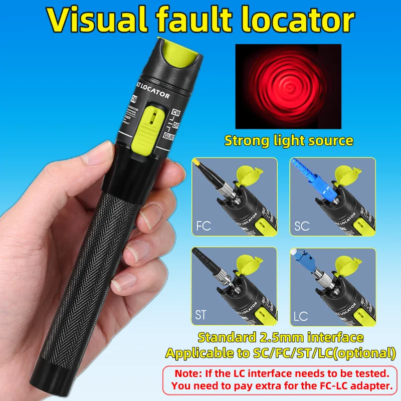 Visual Fault Locator 50/1/10/20/30mw Fiber Optic Cable Tester SC/FC/ST 2.5mm Interface Optical Fiber VFL FTTH Test Tool 1pcs fiber optic tester tool kit 5mw 10mw 15mw 20mw 30mw 50mw 60mw ftth optic pen sc fc st adjustable red laser power meter