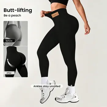 Solid Black High Waist Leggings for Women High Elastic Tummy Control Butt Lifting Slim Fit Yoga Ready Casual Daily Trousers Fres 1
