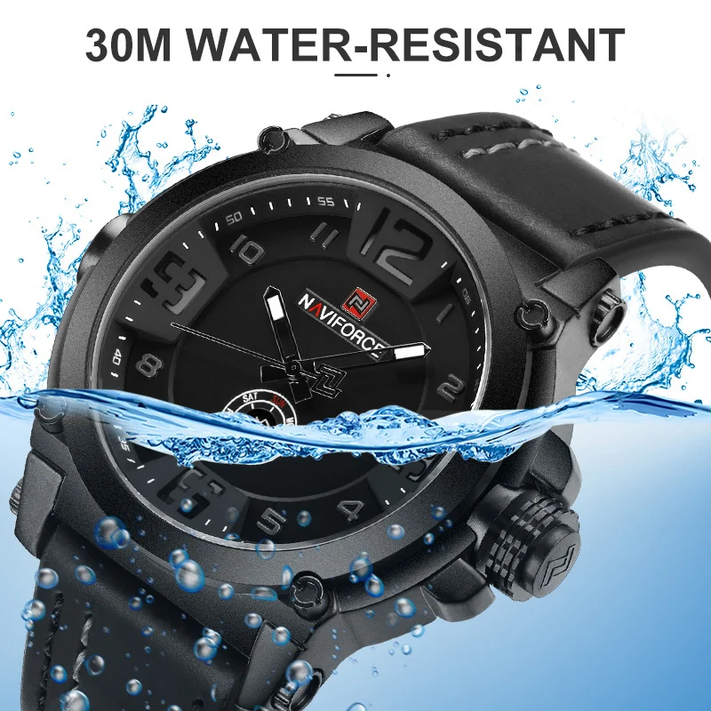 Quartz Watch For Men Top Brand Sports Military Luxury Watch Automatic Calendar Week Leather Strap Men Watch Reloj Hombre NF9099