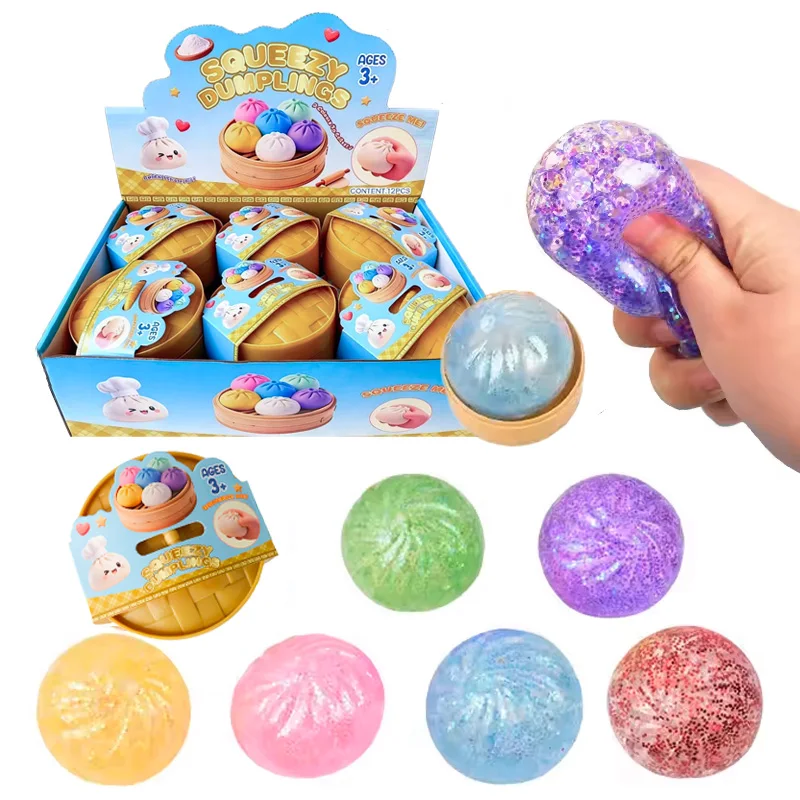 Glitter Dumpling Squishy Toy with Steamer Box - Stress & Anxiety Relief