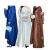 2PCS Muslim Women Abaya Dress Set Elegant Flare Sleeve Lace Sequin Caftan Dress Cadigan With Belt Set Party Gowns