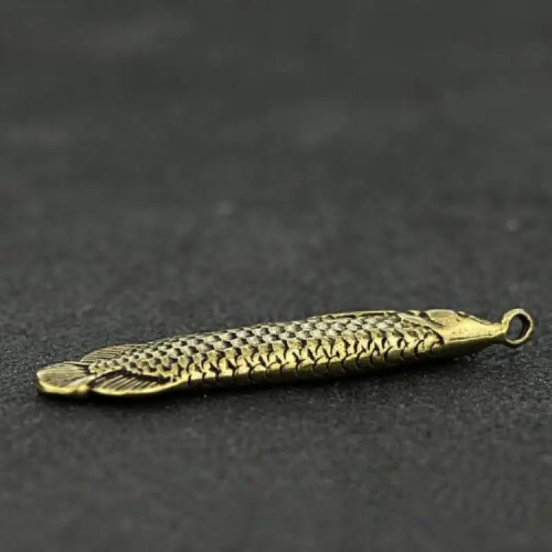Brass Arowana Pendant Key Buckle Gifts Statuette Carved Handmade Sculptures 4