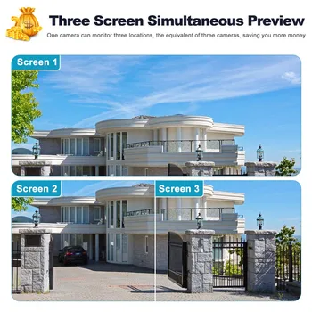 12MP 6K Outdoor WiFi Camera Three Screen Ai Motion Tracking IP Camera PTZ 360 View