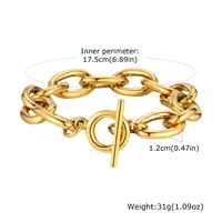 Chunky Bold Toggle Bracelets for Women, Stainless Steel OT Buckle Link Chain Bracelet Gold Plated Tarnish Free - Image 5