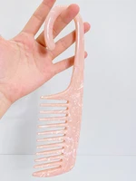 Cute Pink Hair Comb Marble Big Wide Tooth Comb Simple Texture Hairdressing Hairbrush Female Anti-static Detangler Brush Set 2