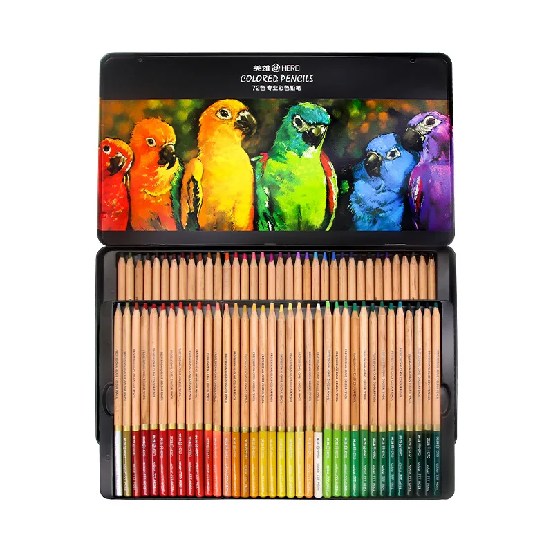 Professional Oil Colored Pencils 24/36/48/72 Colors Drawing Set Wood Coloured Pencils For Painting School Art Supplies Tin Box premium iron box 36 72 120 watercolor pencils wood colored pencil set lapis de cor painting gifts for kids art school supplie