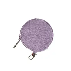 Korean Style Round PU Leather Coin Purse & Keychain Pendant (Purple)