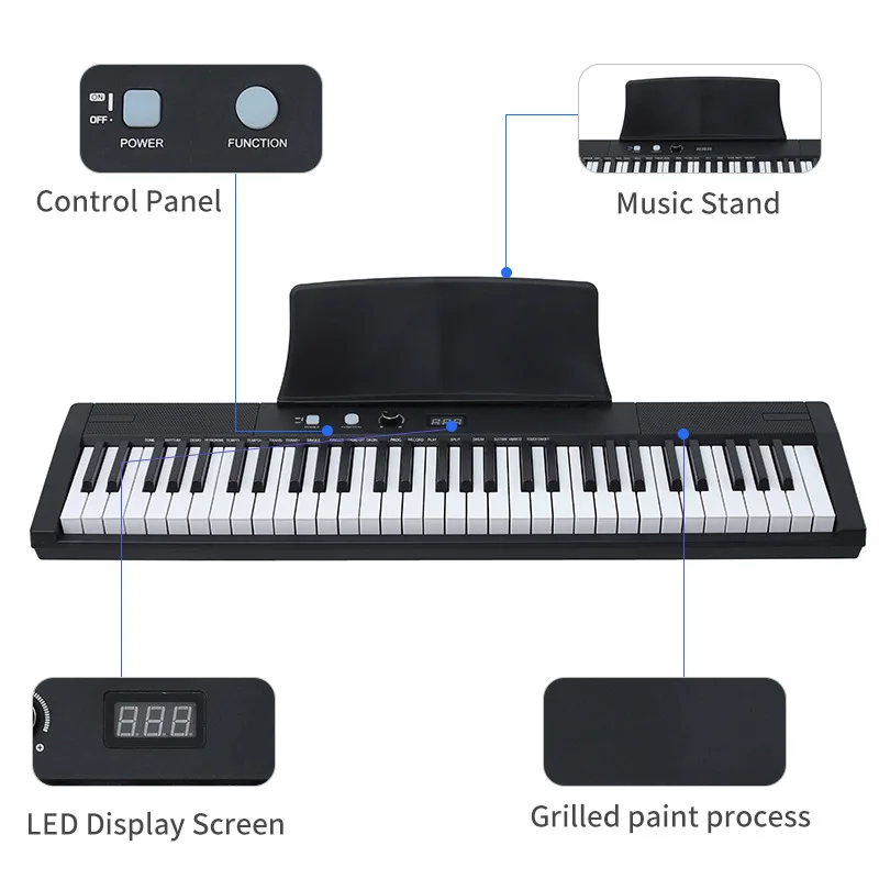 Adult Electronic Piano 61 Keys Portable Musical Keyboard Cheap Professional Musical Piano Child Beginner Easy Electronic Organ