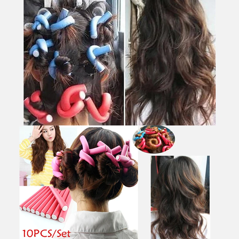 Curly Hair Products Rubber Reusable Roller Hair Curler No Heat Short Long Styling Tool Heatless Curlers 5/10 Pcs/Set