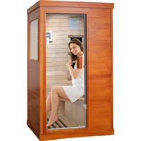 Far Infrared Saunas for Home One Person Wood Sauna 800W/110V Low Emf Dry Saunas Indoor Sauna Room with Tempered Glass Door 1