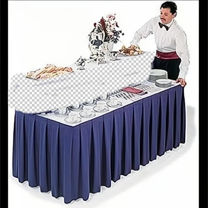 

White Color Pleated Polyester Table Skirt For Wedding Event Party Decoration