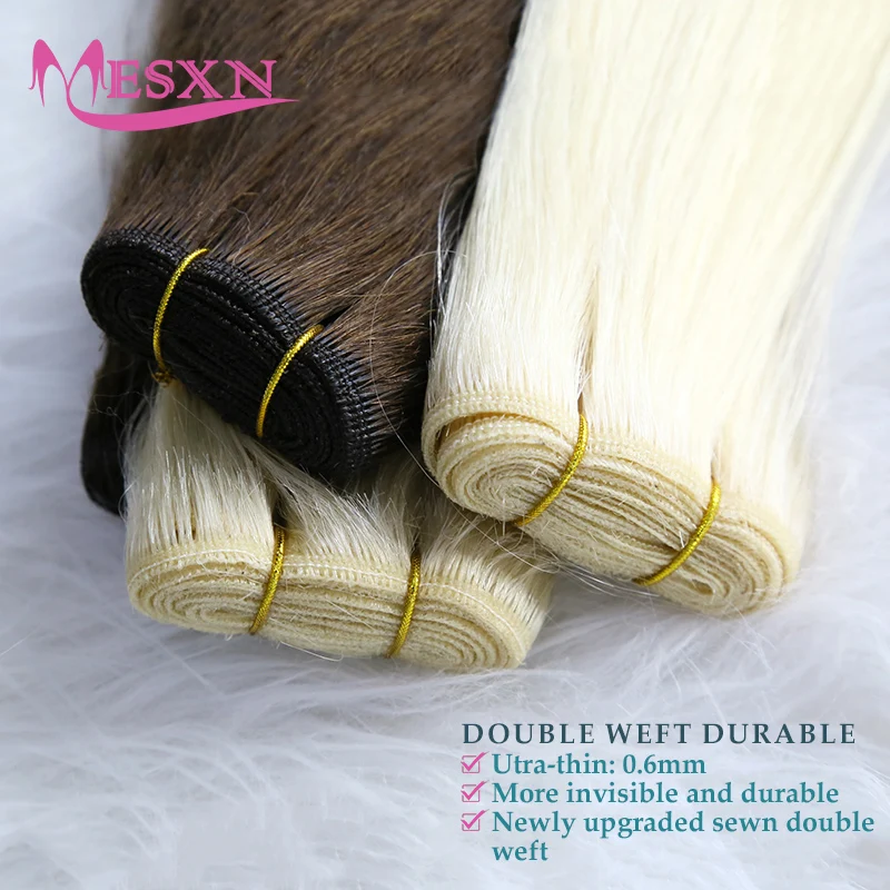Human Hair Weft Extensions Hair Bundles Brown Blonde Color 100g Sew In Silky Straight Remy Skin Double Weft 14"-24" For Salon human hair extensions