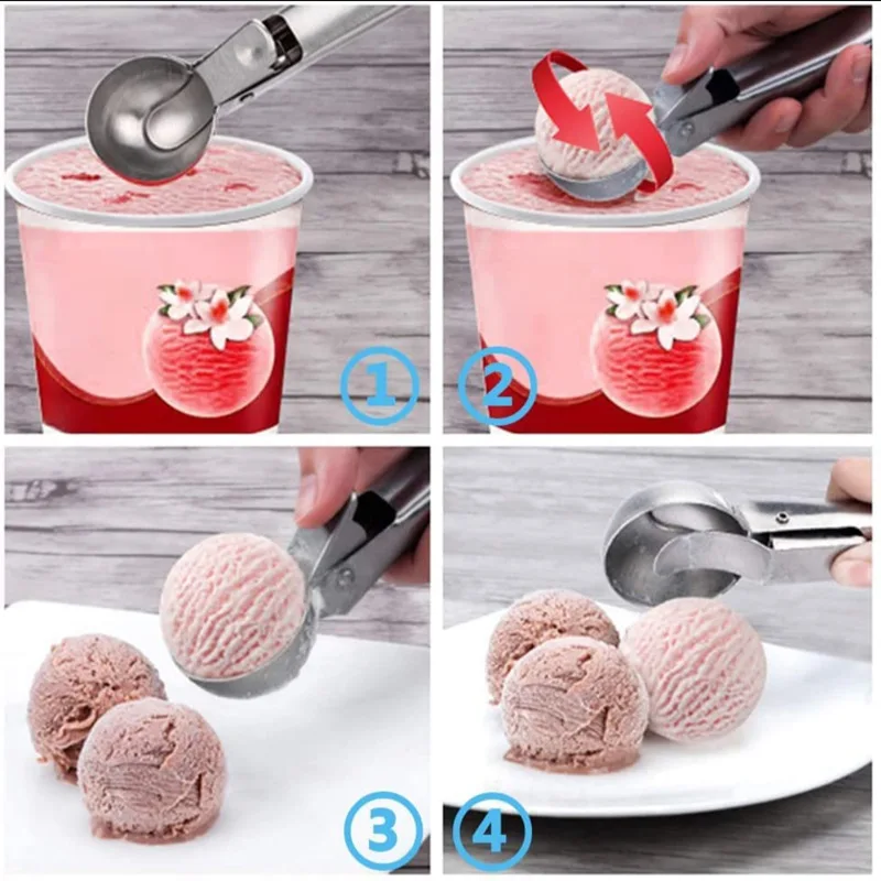 Stainless Steel Ice Cream Spoon Squeezed Fruit Watermelon Spoon Fruit Digging Ball Ice Cream Digging Dessert Tool