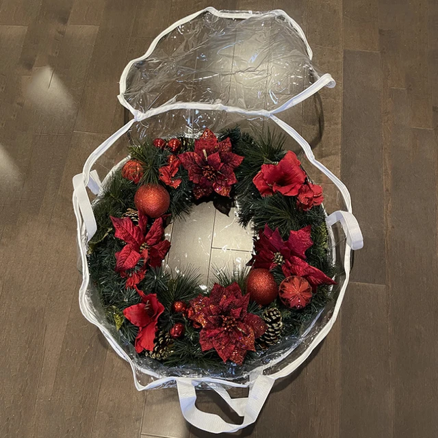24/30 Hüvelykes Karácsonyi Koszorú Tároló Táska Pvc Vízálló Átlátszó Üdülési Otthoni Napi Négy Évszakban - Image 4