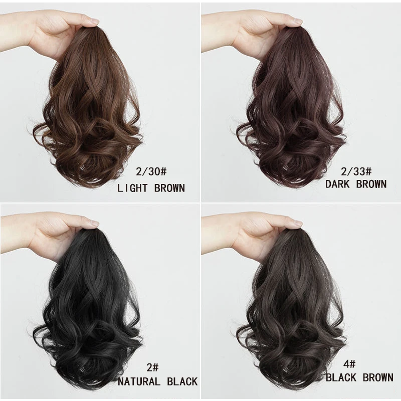 H&STRA Synthetic Short Wave Ponytail for Women Drawstring Tied to Hair Tail Clip in Hair Extensions for Women