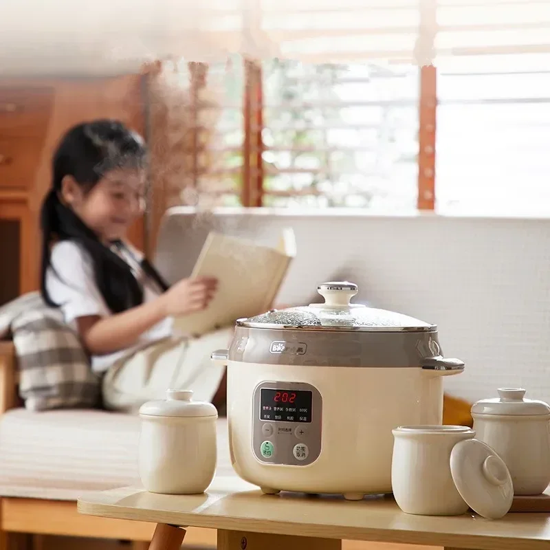 Bear Stew Electric Stew Pot Ceramic Automatic Household Intelligent Electric Stew Cooker Porridge Soup Pot 2.5L Slow Cooker 4