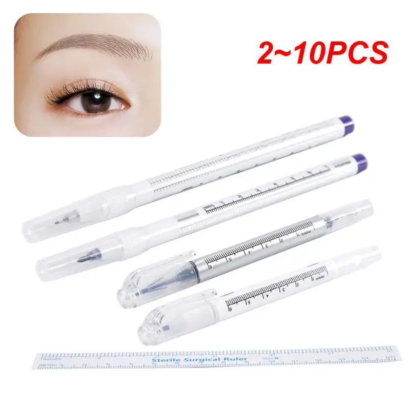 

2 ~ 10 шт. Перманентный тату-маркер для бровей с линейкой, полный Профессиональный макияж, аксессуары для татуировок, микроблейдинг