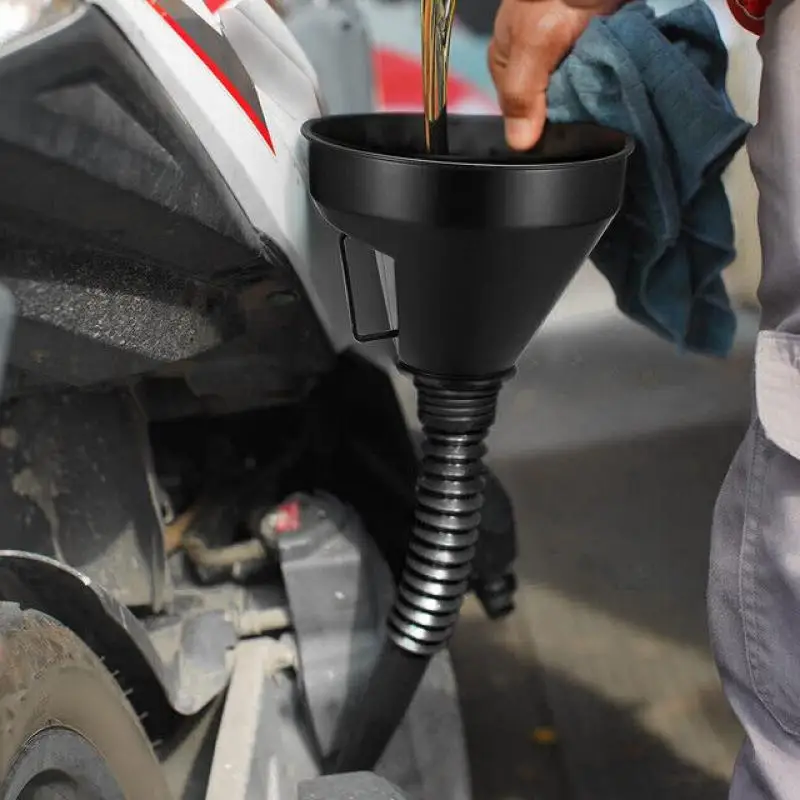 

3Pc Multi Caliber Refueling Funnel Fuel Funnels Set Plastic Long Neck Oil Funnels with Detachable Spout & Filter