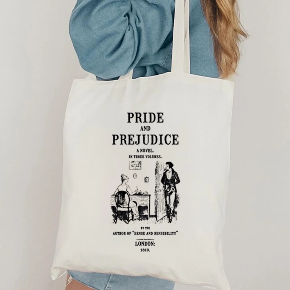 

Pride and Prejudice canvas shopping bag Jane Austen tote bag Jane Austen Gift Literary Gift Bookish Gift shoulder bag Pemberley