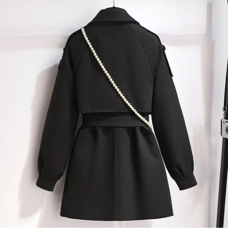 Femme Wool Jacket Women 2023 New Autumn Winter Coat Female Outerwear Short Windbreaker Long Sleeve Tops Black Overcoats