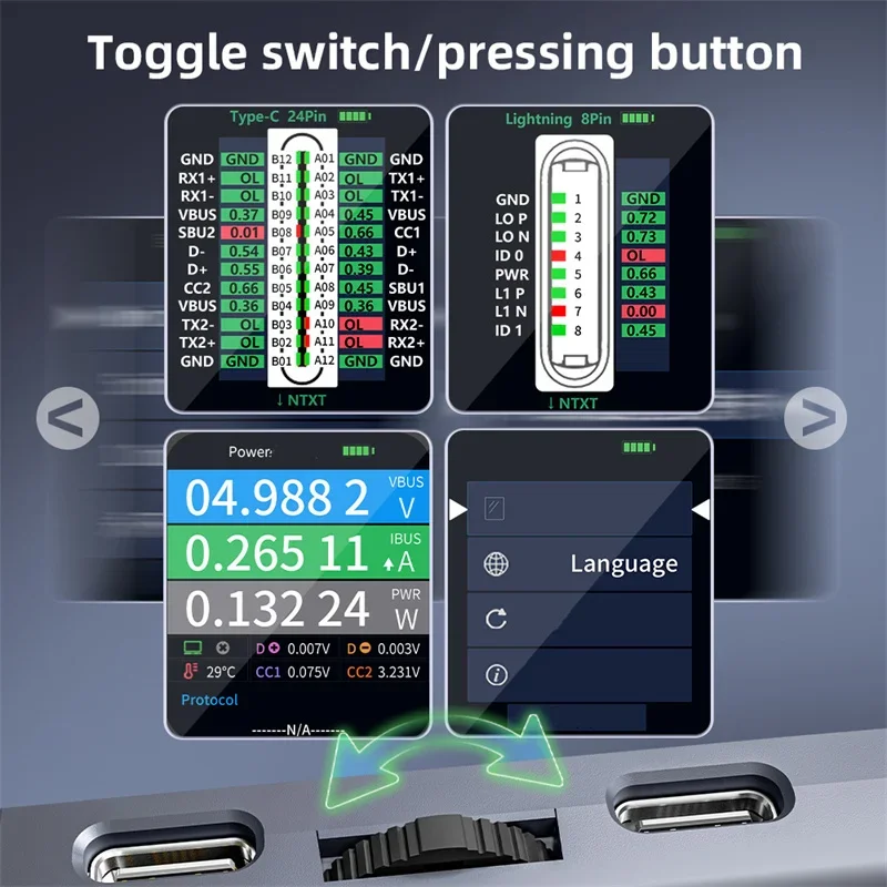 QIANLI iBridge A3 테일 플러그 감지기 휴대 전화 수리 IP 안드로이드 번개 Type-C 인터페이스 충전 오류 테스트 도구