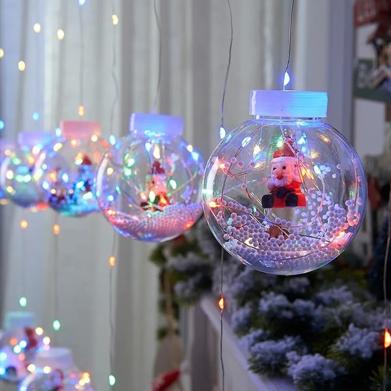 Led Wishing Ball String Lights,Battery Powered Light,10 Lights Santa Window Ornaments for Living Room,Corridor,Yard,Winter Decor 6