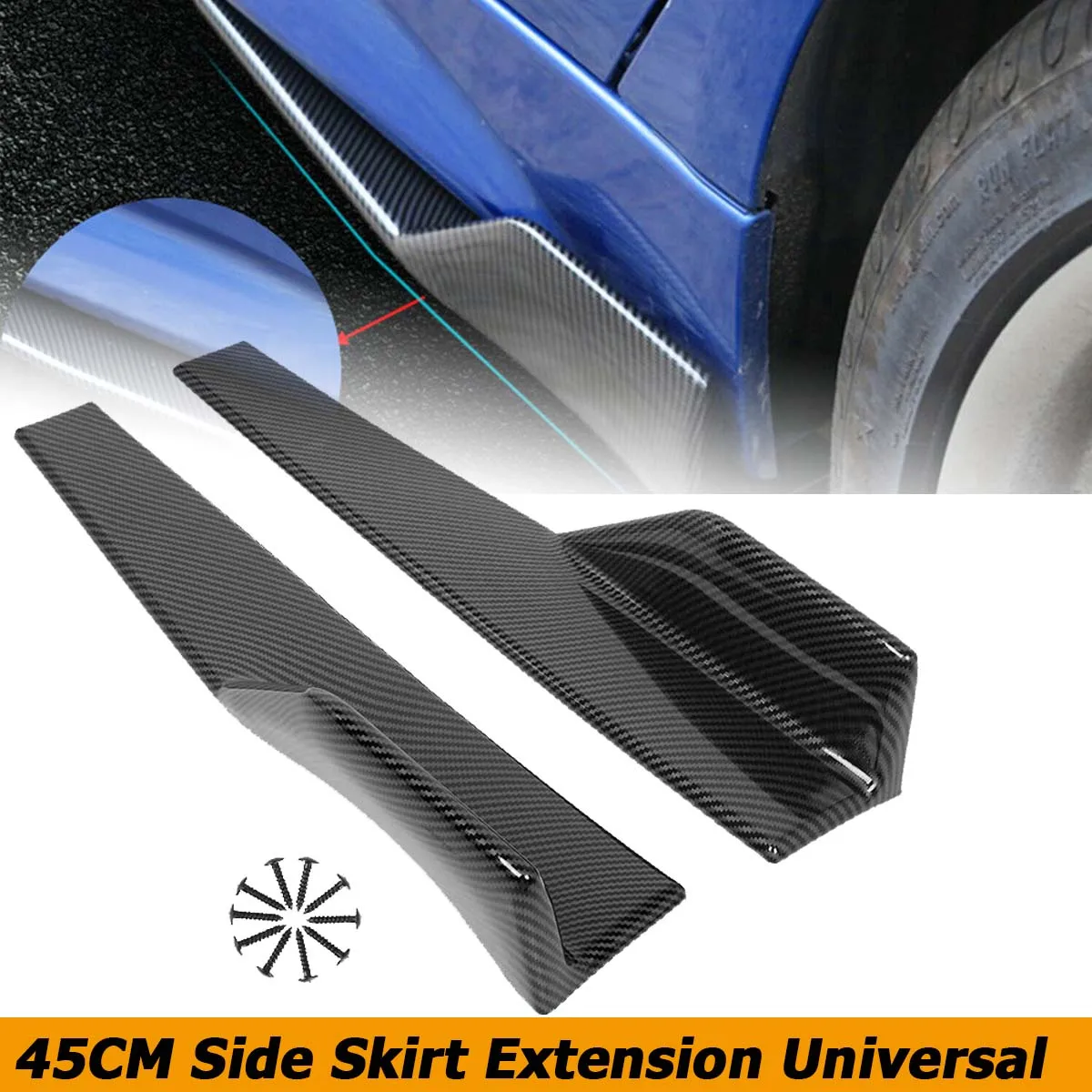 2 Pezzi Universali Per Ford Mustang Gt Shelby Gt500 2000-2022 Copertura Gonna Laterale Parafango Protector Body Kit Spoiler Lip Accessori Auto