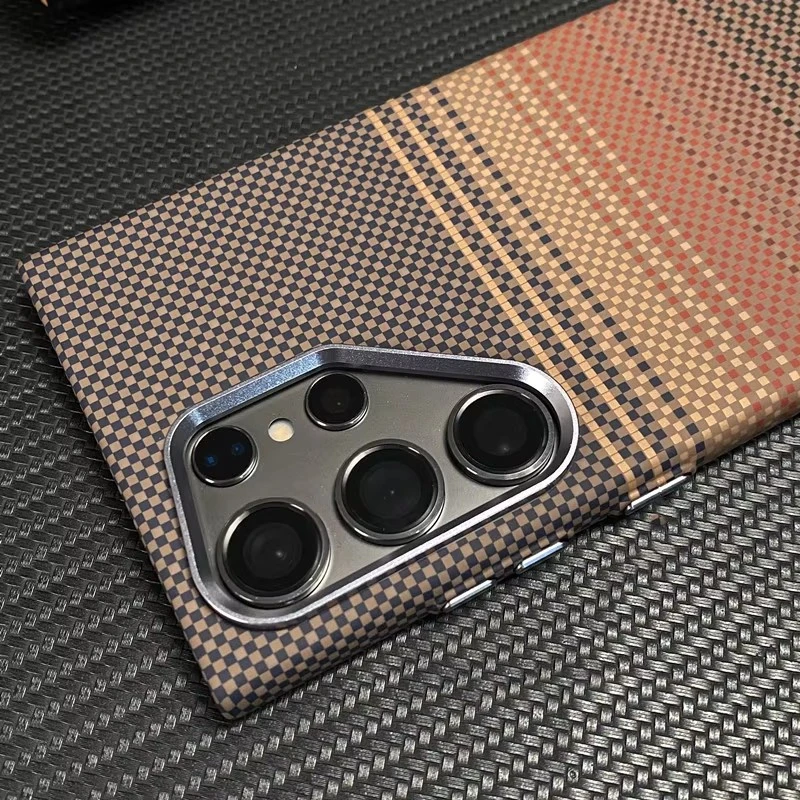 Luxury Carbon Fiber Texture MagSafe Case For Samsung Galaxy S25 S24 S23 Ultra Plus Wireless Charging Alloy Lens Shockproof Cover 5