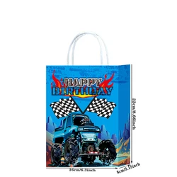 Monster Truck Party Favor Drawstring Bags - Fun Gift Bags for Racing Themed Celebrations (Blue Paper Bags)