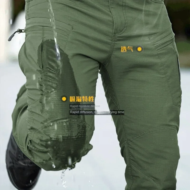 IX5 Hiking Tactical Cargo Pants Men's Elasticity Ripstop Joggers Male Waterproof Multi-pocket Streetwear Long Trousers S-2XL