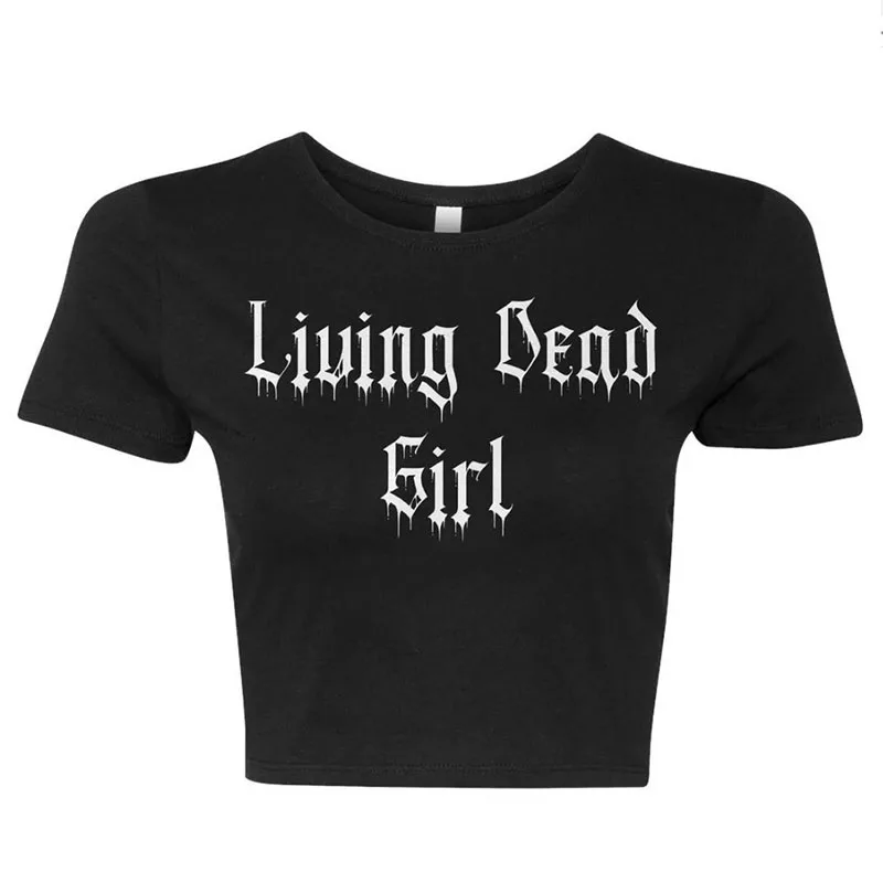 Y2K European and American Women's Spring/Summer New Wish Popular Dark Wind Print Blossom Navel Short Top