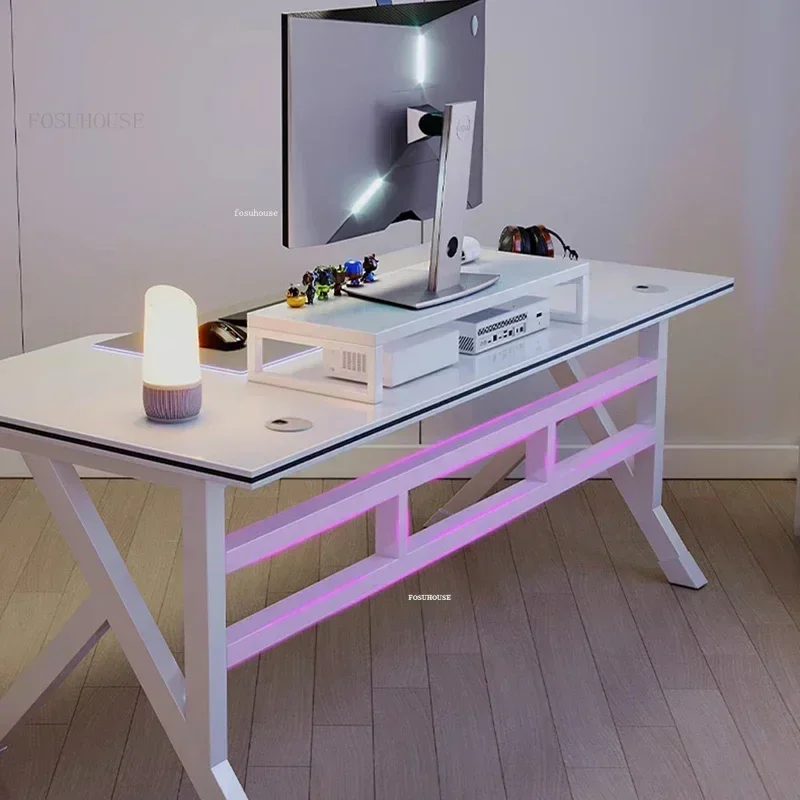 Modern Desktop Computer Desks Home Office Desk Furniture Bold K Legs White Gaming Desk Simple Bedroom Home Student Study Table M