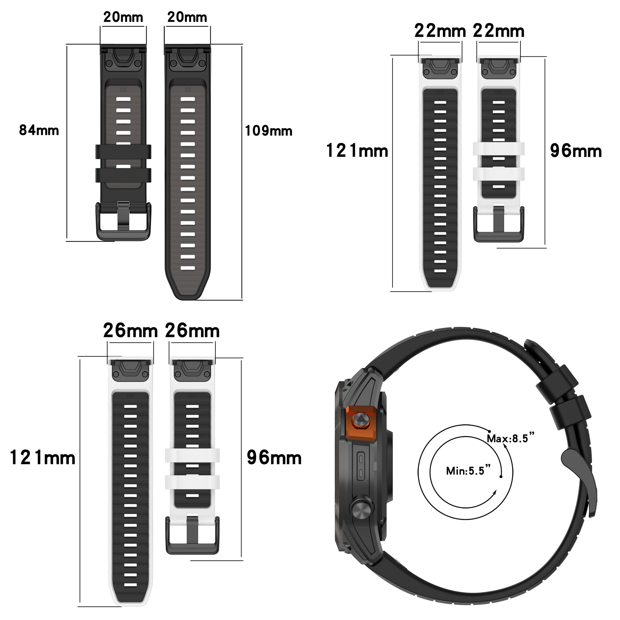 Premium Silicone Replacement Watch Band - Fenix8 Series